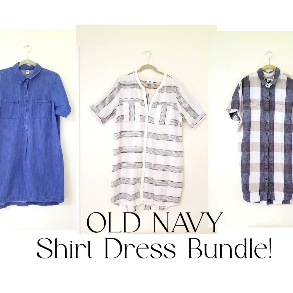 Button Up Shirt Dress Tunic Bundle - XL